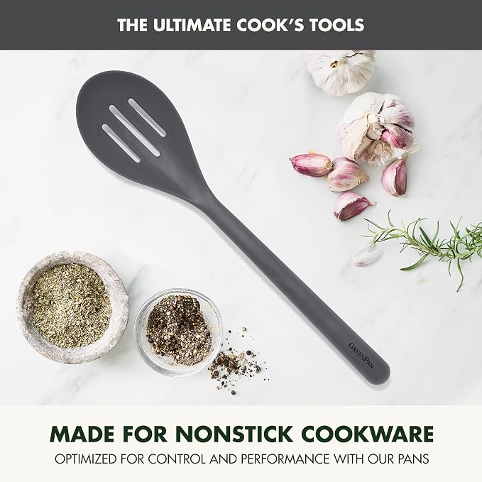 GreenPan Silicone Slotted Spoon, Cooking Kitchen Utensil, Mixing Stirring - Image 2