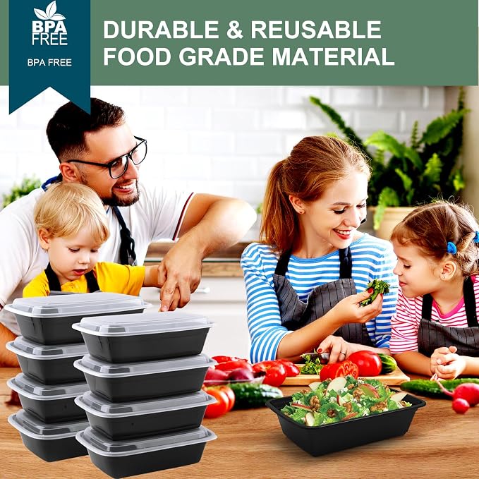 vivigu 50 Pack Meal Prep Containers 24 oz, Leakproof Plastic Food Storage - Image 5