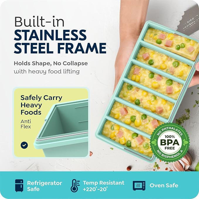 Silicone Freezer Trays with Lids, 2 Cup & 1/2 Cup Combo, Soup Container Style - Image 4