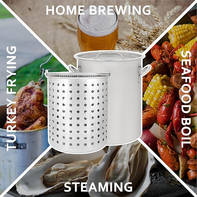 CONCORD 42 QT Stainless Steel Stock Pot w/Basket. Heavy Kettle. Cookware - Image 6