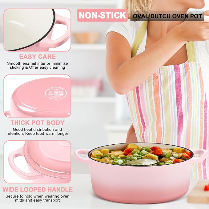 E-far 7QT Oval Dutch Oven Pot - Image 3