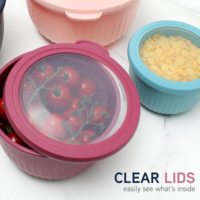 COOK WITH COLOR Prep Bowls with Lids- Wide and Deep Nesting Plastic Small - Image 2