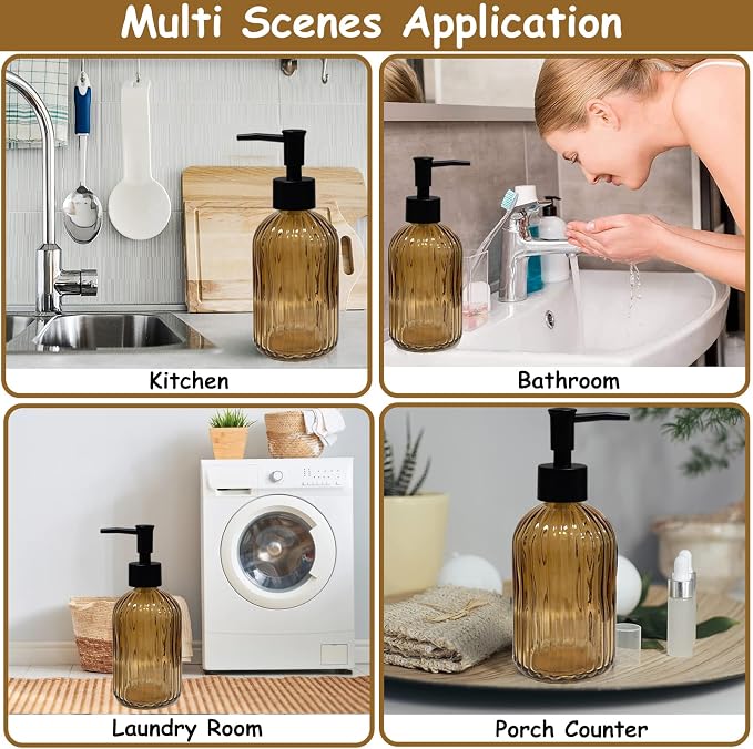Brown Glass Soap Dispenser Set - Image 5