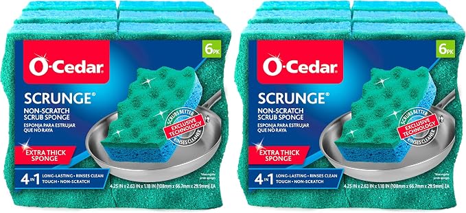 O-Cedar Scrunge Non-Scratch Scrub Sponge Multi-Use, All-Purpose, Odor-Resistant by O-Cedar