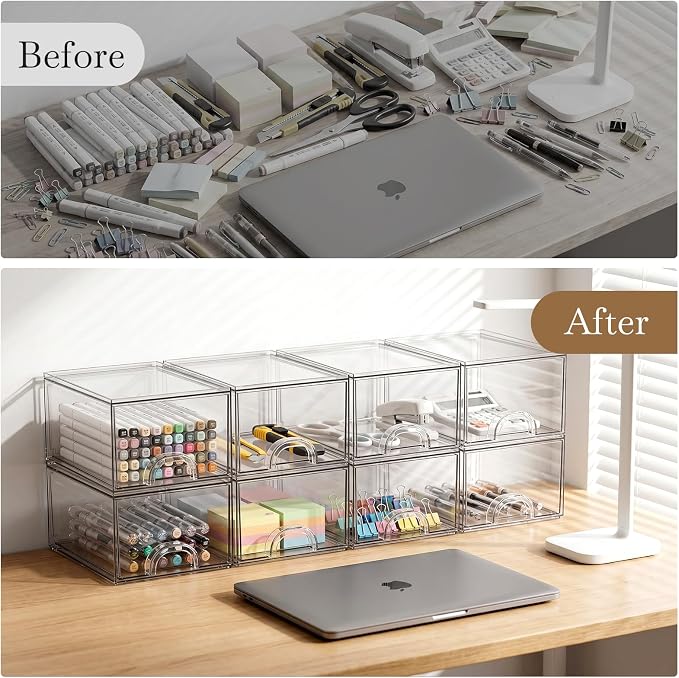 8 Pack Small Clear Stackable Acrylic Storage Boxes Storage Drawers, Storage - Image 7