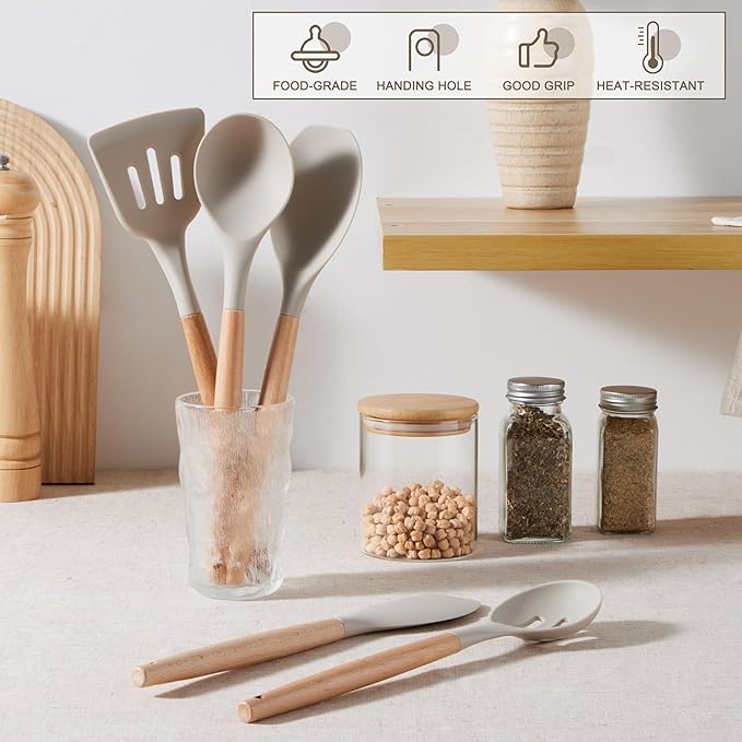 E-far Silicone Cooking Utensils Set, 10-Piece Heat Resistant Kitchen Utensils - Image 5