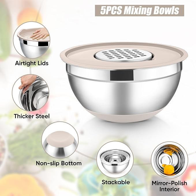 E-far Stainless Steel Mixing Bowls - Image 3