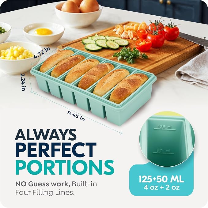 Silicone Freezer Trays with Lids, 2 Cup & 1/2 Cup Combo, Soup Container Style - Image 8