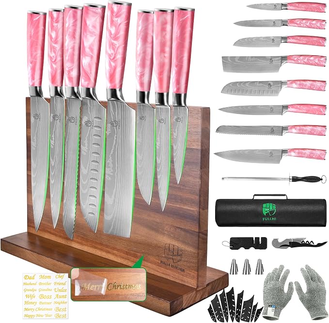 FULLHI 15pcs Japanese Knife Set by ExpertForPortableAndButcherKnifeSet