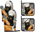Cute Black Cat Oven Mitts and Pot Holders Set, Chef Kitchen Decor Heat by Unknown