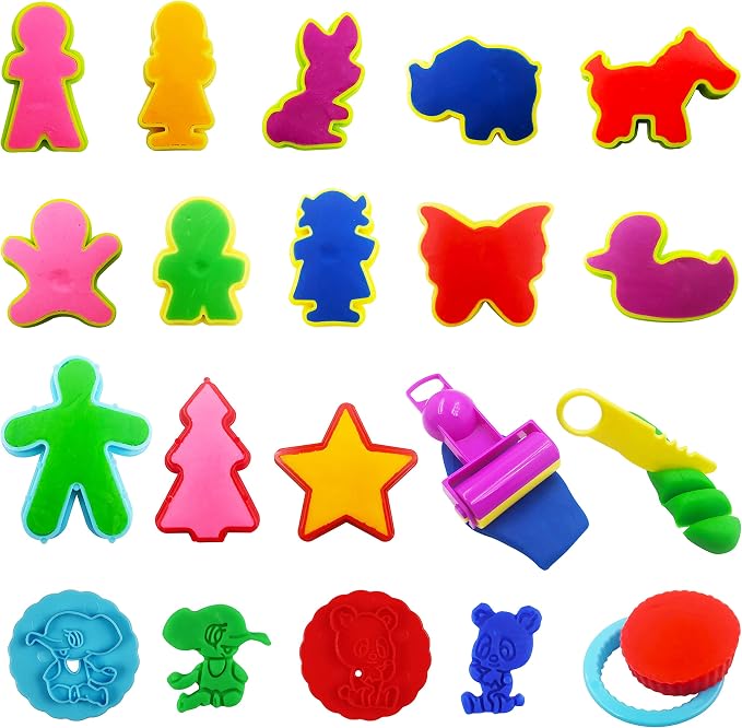 FRIMOONY Dough Tools Set for Kids, Various Plastic Molds, 45 Pieces - Image 4