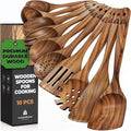 Wooden Spoons for Cooking – 10 Pcs Teak Wood Utensil Set, Nonstick Safe & Heat by Woodenhouse