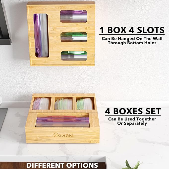 SpaceAid Bag Storage Organizer for Kitchen Drawer, Bamboo Organizer, Compatible - Image 6