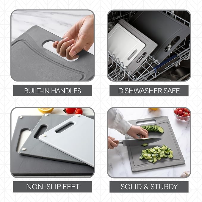 COOK WITH COLOR Non-Slip Cutting Board Set – Kitchen Essentials with Easy Grip - Image 4