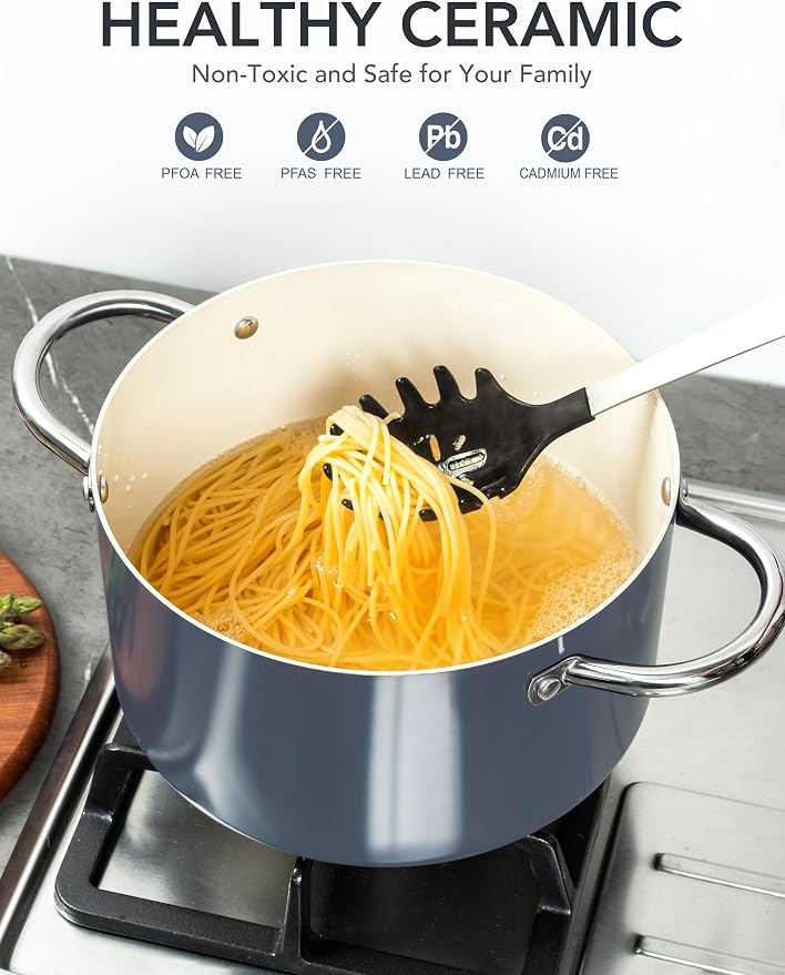 MICHELANGELO 6 QT Ceramic Stock Pot - Image 3