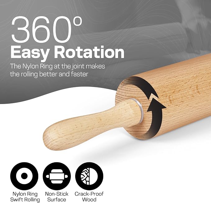 Wooden Rolling Pin 17.6 Inch - Image 3