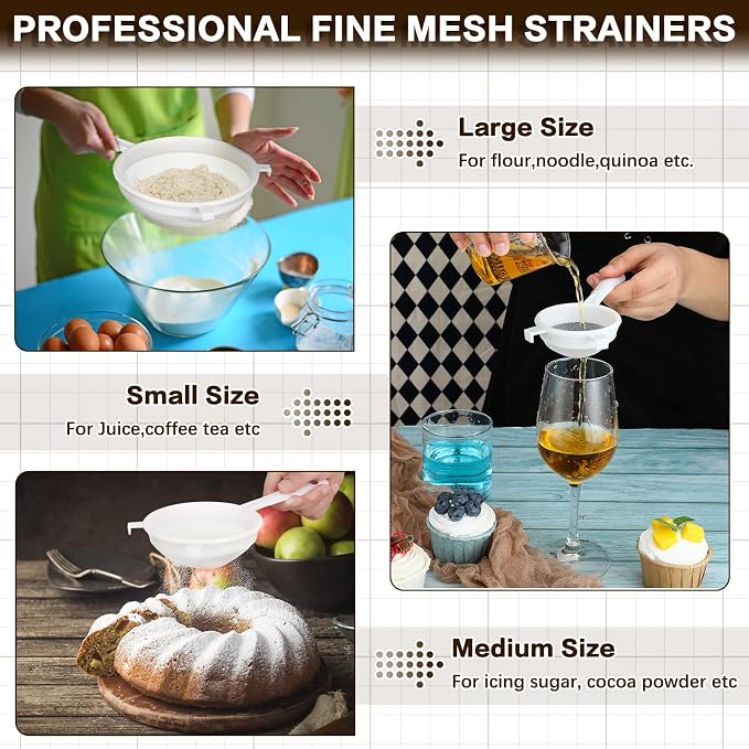 Skyley 3 Pcs Plastic Nylon Mesh Strainer Colander - Image 6