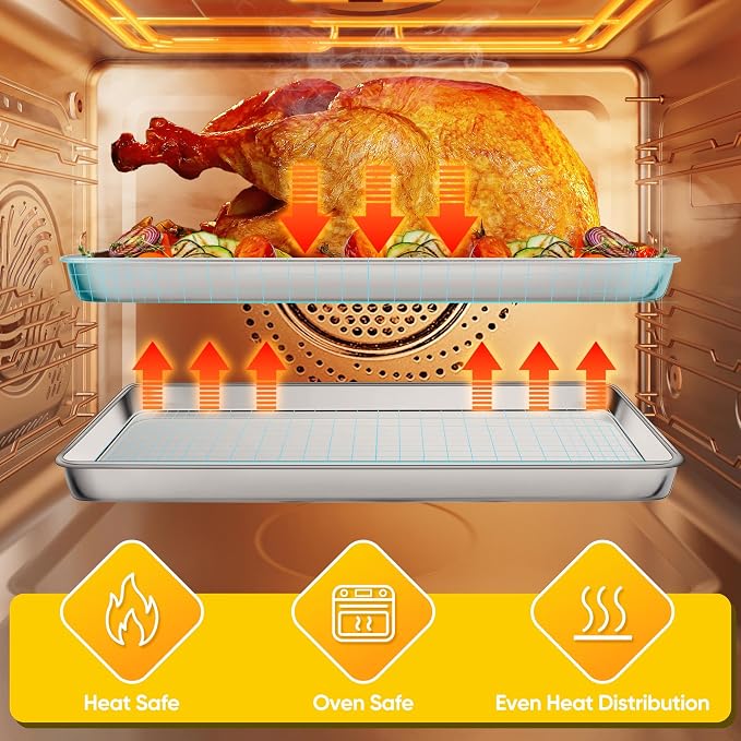 Homikit 1 Pack Baking Sheet, 16x12 Inch Stainless Steel Cookie Tray Set - Image 5