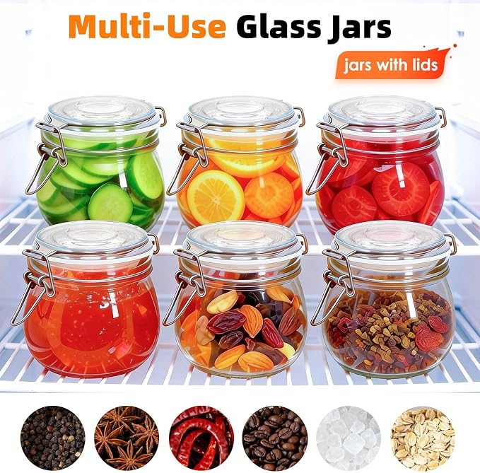 SKOCHE 17oz Glass Jars with Airtight Lids 6 Pack, Air Tight Glass Storage Jar - Image 2