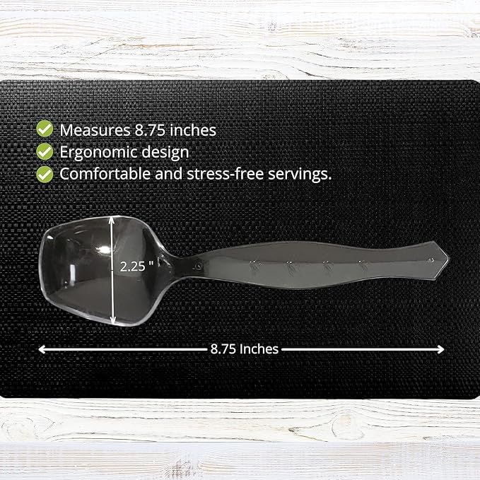 PARTY BARGAINS Disposable Clear Plastic Serving Spoons 8.75″ – Heavy-Duty Clear - Image 3