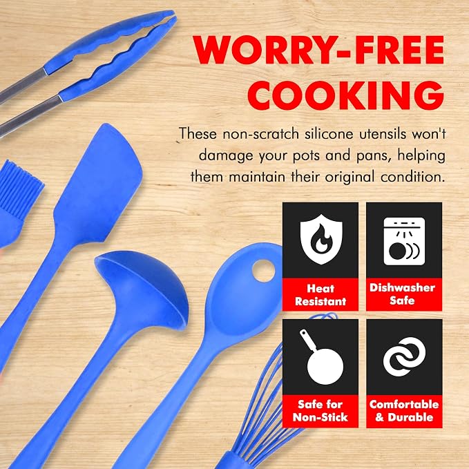 Chef Craft 9 Piece Silicone Kitchen Tool and Utensil Set - Image 3