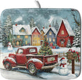 Christmas Dish Drying Mat for Kitchen Counter 18x16 Inch Xmas Red Truck Drying by Trongr