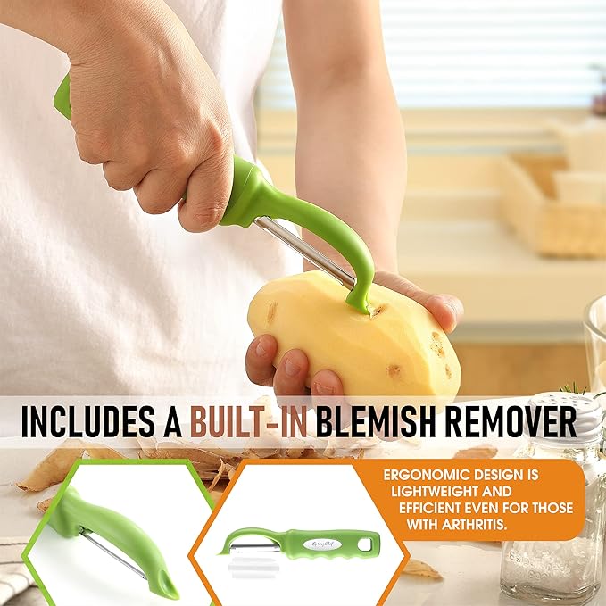 Spring Chef Premium Green Swivel Vegetable Peeler Set of 2, Stainless Steel - Image 5