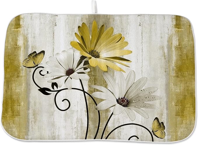 Floral Dish Drying Mat 18x24 Inches by OFIRD