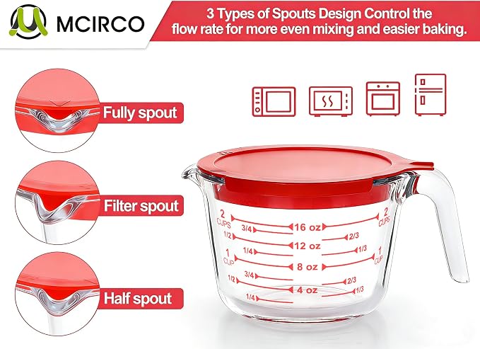 M MCIRCO 6 Pcs Glass Measuring Cups - Image 5