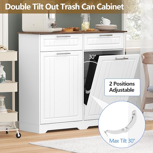 Double 10 Gallon Tilt Out Trash Can Cabinet - Image 3