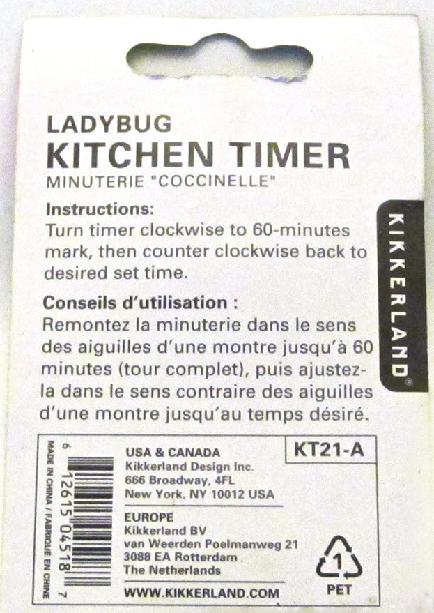 Kikkerland Ladybug Kitchen Timer, 5.7 x 5.7 x 4.4 cm - Image 6