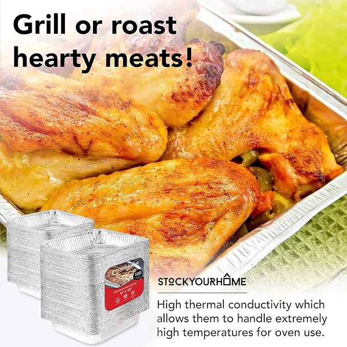 Stock Your Home Aluminum Pans 9x13 Disposable Foil Baking Pans - Image 7
