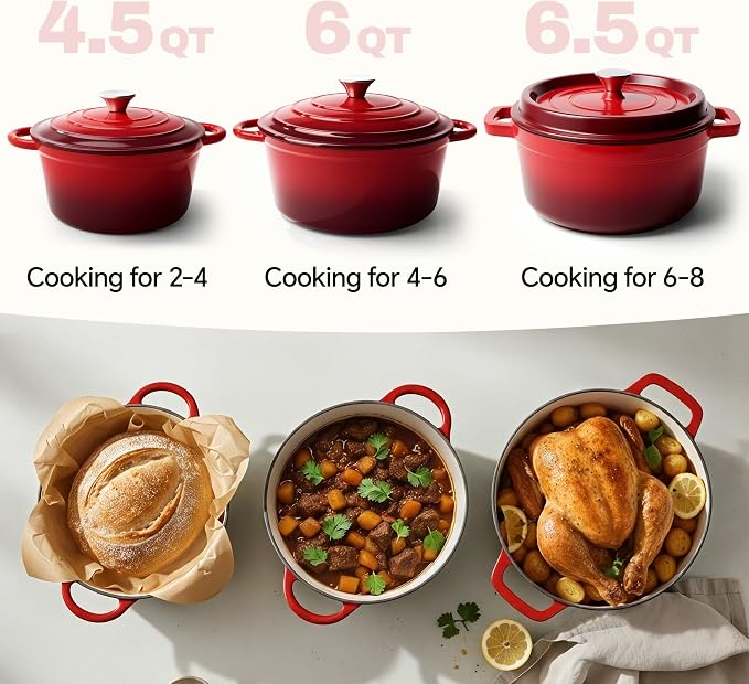 4.5 Quart Dutch Oven Pot with Lid, Non Stick Enameled Cast Iron Dutch Oven - Image 3