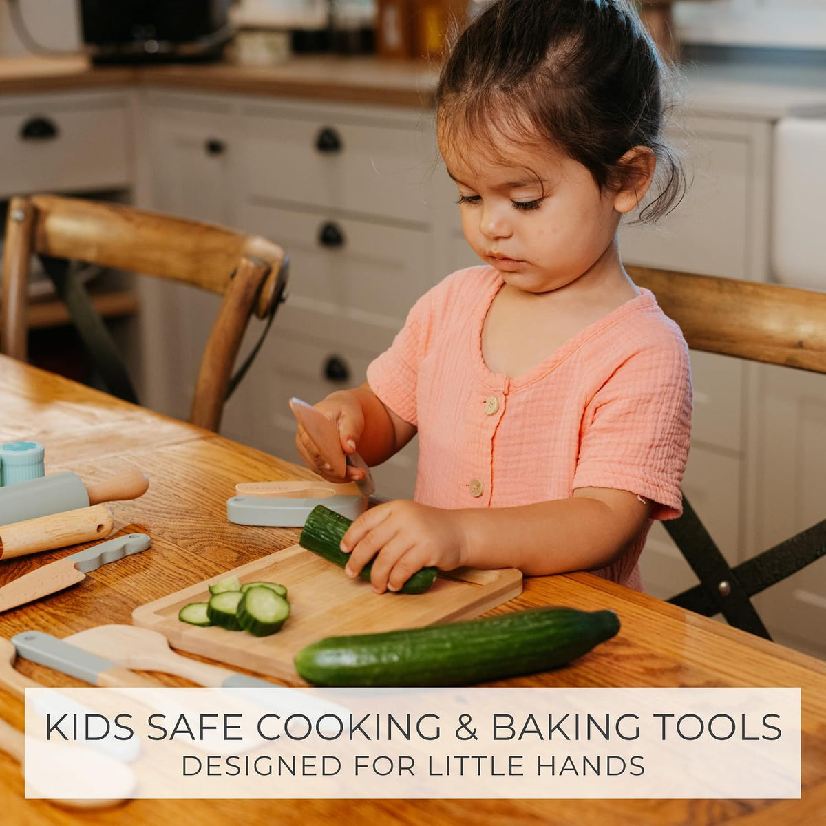 Wooden Cooking & Baking Set for Kids - Safe & Real Toddler Kitchen