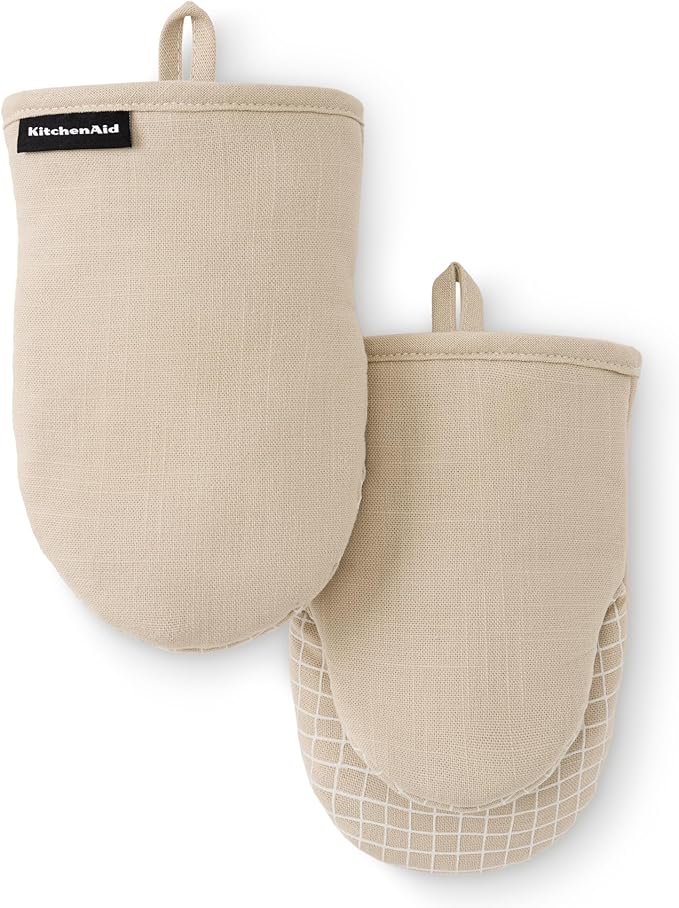 KITCHENAID Gourmet Series Gridlines Mini Oven Mitts 2-Pack Set, Heat Resistant by KitchenAid
