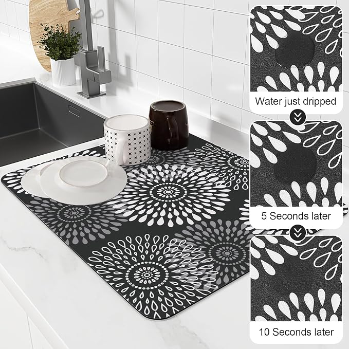 LuxStep Dish Drying Mat Super Absorbent Kitchen Counter Mat Rubber Backing - Image 4