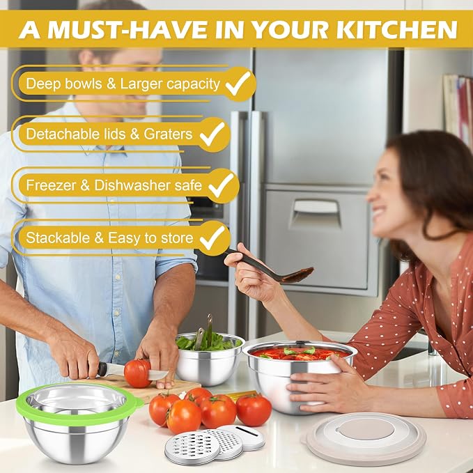 TeamFar Mixing Bowls, For Kitchen Mixing/Baking/Storing/Prepping, Visible & - Image 8