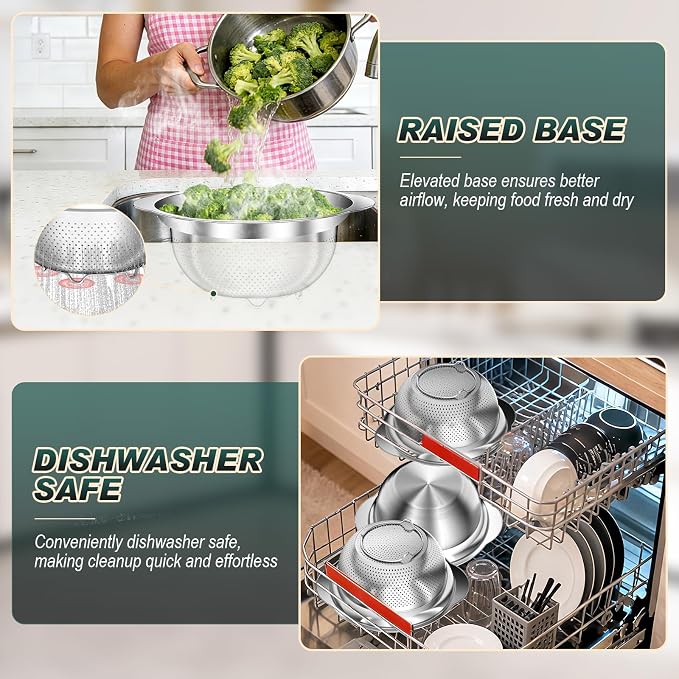 Stainless Steel Colanders with Mixing Bowl - Image 7