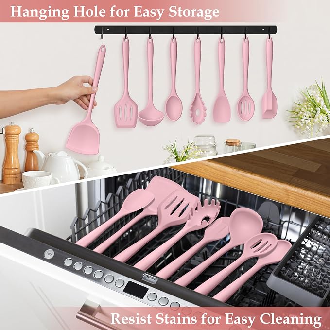 LIANYU Kitchen Silicone Utensils Set, Heat Resistant Kitchen Gadgets Include - Image 7