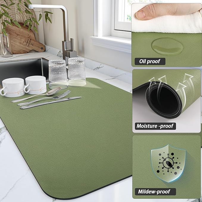 HotLive Dish Drying Mat for Kitchen Counter, Heat Resistant Drainer Mats - Image 3