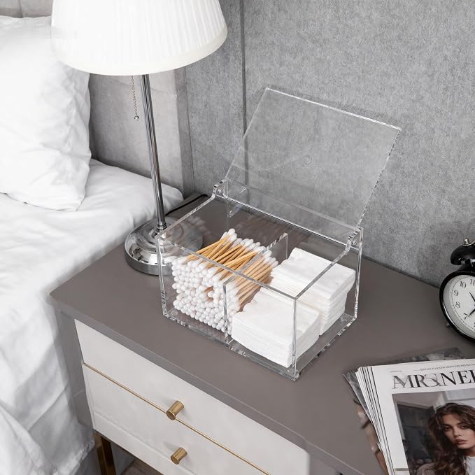 Clear Acrylic Cotton Swab Ball Holder Qtip Organizer - Image 7