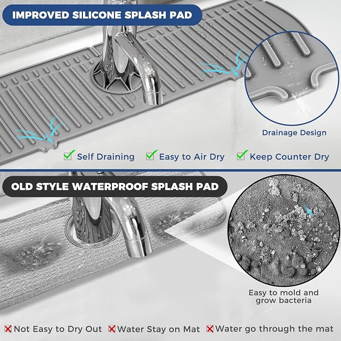 XXL Silicone Faucet Handle Drip Catcher Tray Mat, Large Silicone Faucet Mat - Image 6