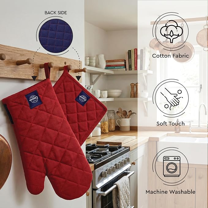 Encasa XO Heat Resistant 100% Cotton Oven Glove & Potholder Set - Image 4
