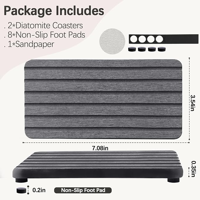 NiuYichee 2 PCS Water Absorbent diatomite Coasters, 7.1" x 3.5" Water Absorbing - Image 5