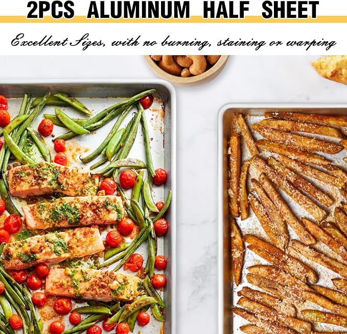 Baking Sheet Pan Set of 3, Commercial Quality Aluminum Cookie Sheets - Image 5
