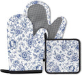 Floral Oven Mitts and Pot Holders Sets of 3, Botanical Print Heat Resistant by Unknown