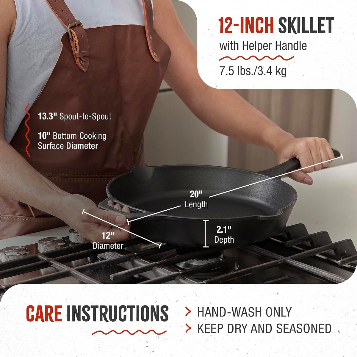 Victoria 12-Inch Cast Iron Skillet, Pre-Seasoned Cast-Iron Frying Pan