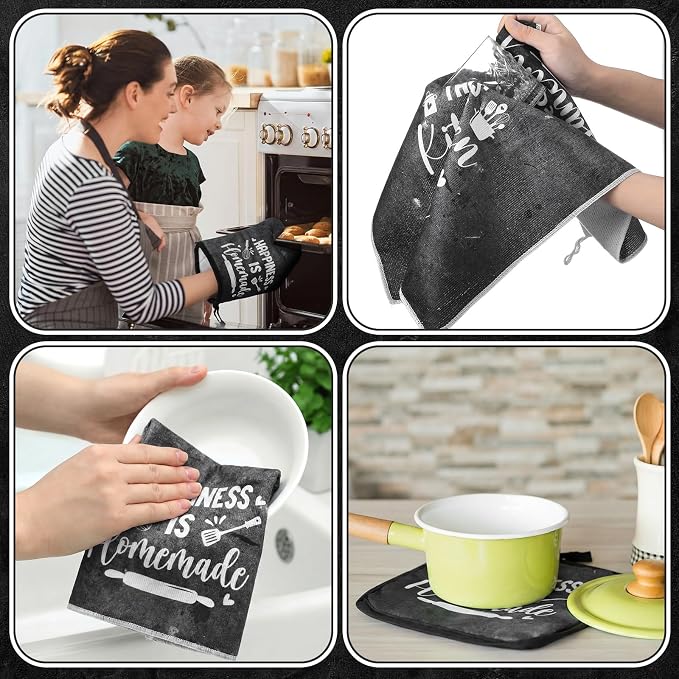 Leinuosen 8 Pcs Kitchen Towels and Oven Mitts Sets Pot Holders Dishcloths Set - Image 4