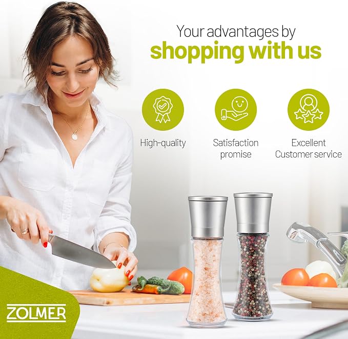 ZOLMER® Premium Stainless Steel Salt and Pepper Grinder Set manual | Adjustable - Image 7