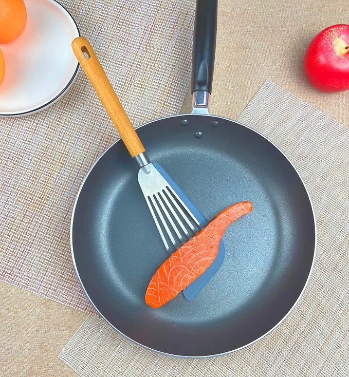 KLAQQED Fish Spatula Set for Nonstick Cookware Flexible Metal Fish Spatula - Image 7